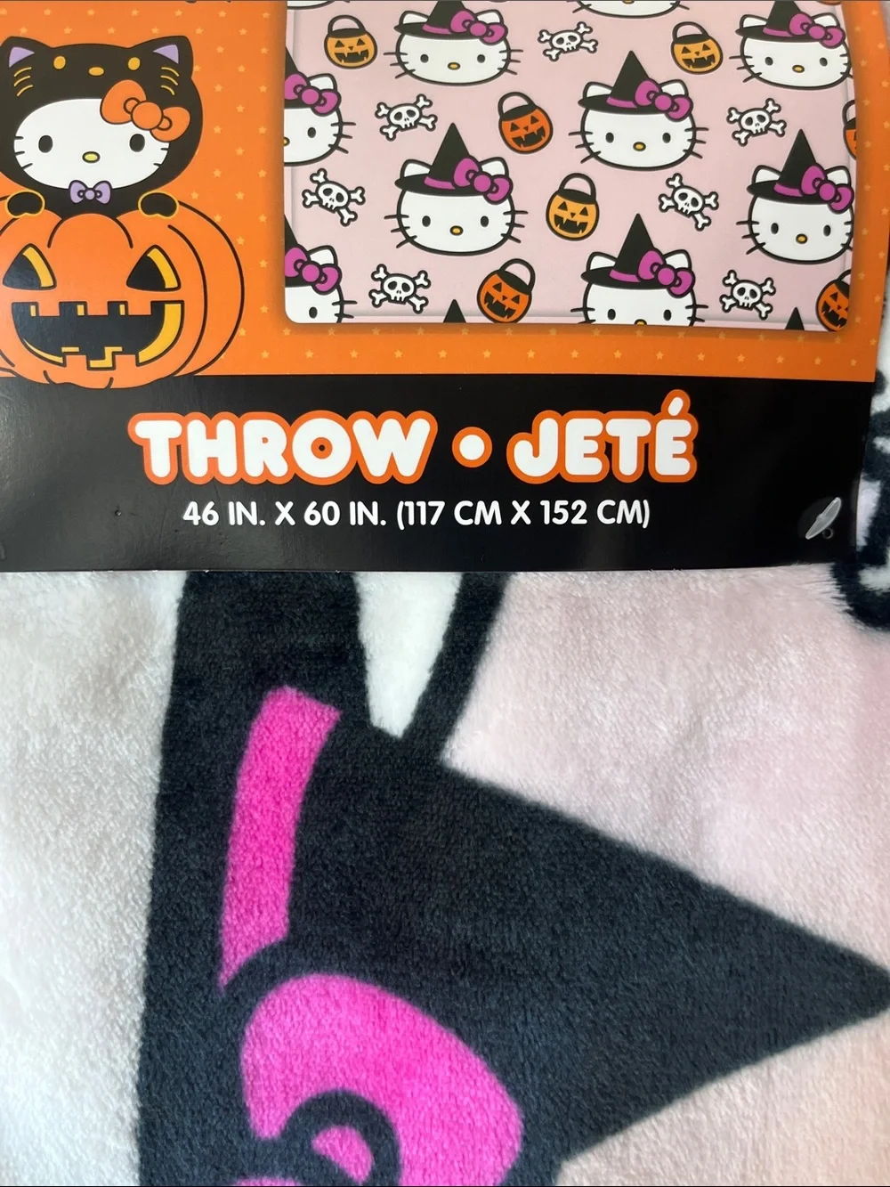 🎀🎃 NWT Sanrio Hello Kitty Halloween Pink Spooky Throw Blanket 46”x60” 💀👻